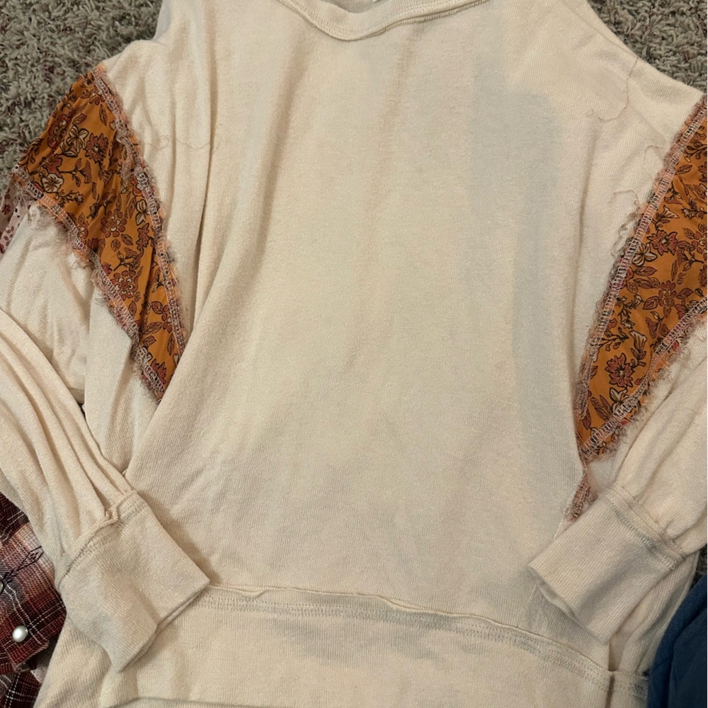 Cream and Orange Women's Top